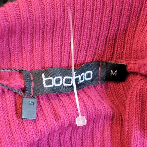 Boohoo Petitete Knitted Rib Roll Jumper Jumper Dress Berry - Picture 3 of 11
